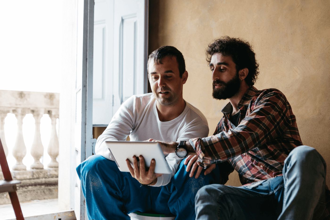 Guys on laptop